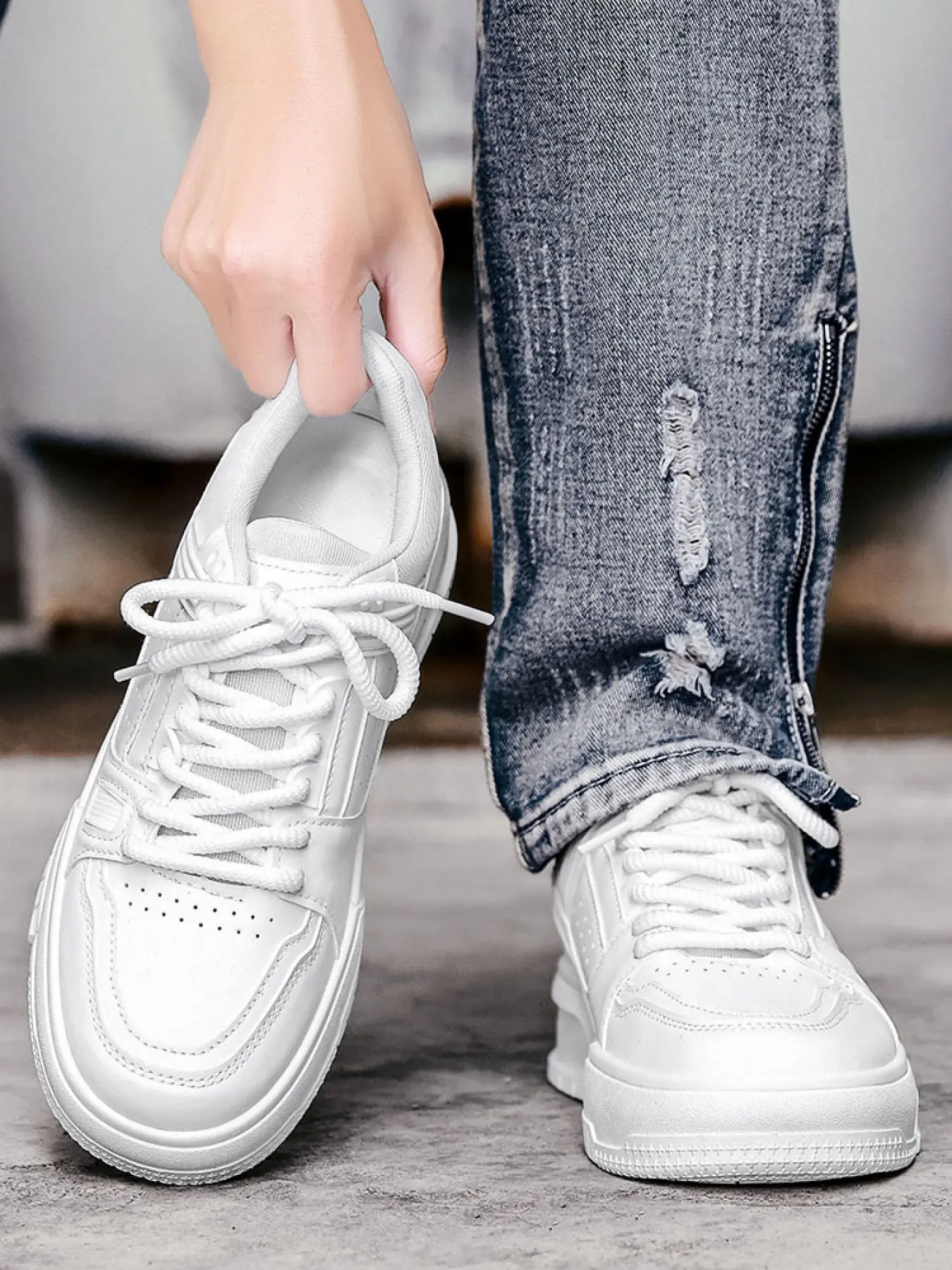Teens' Chunky Rubber Sole Sneakers | Matte Black Skate Shoes | Unique Casual Design Athletic Walking Shoes