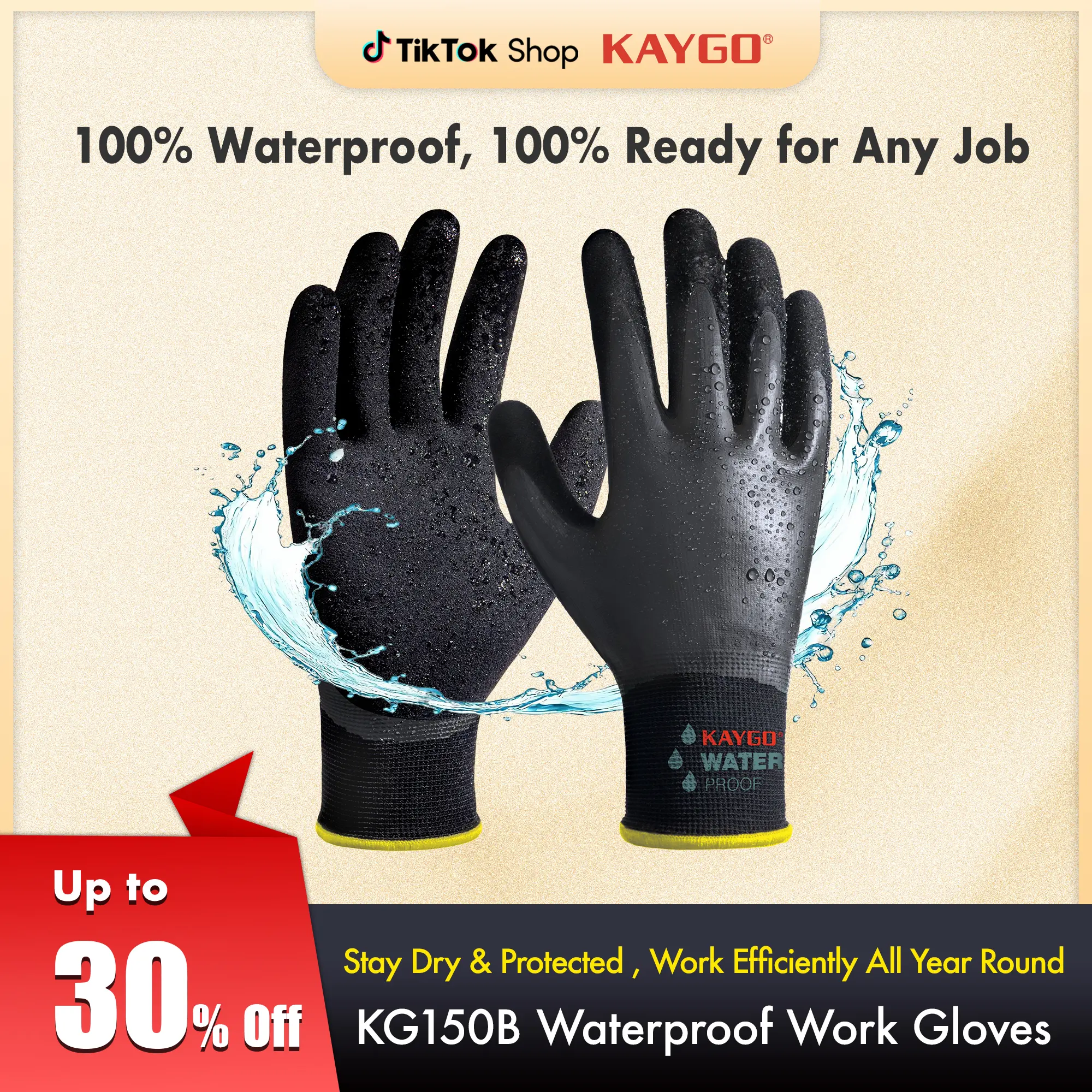 Waterproof Grip Gloves for Gardening, Yard Work, Rainy Outdoor Jobs, Car Wash, Fishing & Ice Fishing, Ideal for Gardeners, Truck Drivers, Outdoor Workers and Wet Work Users