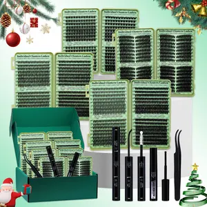 Christmas Gift Box, Eyelash Extensions Set, 2304PCS Individual Lashes Eyelash Extensions 14 Styles Mixed 10-16mm Wispy/Volume Lashes Kit with Bond&Seal Lash Remover Tweezers, Perfect for Beginners & Pros, DIY at Home, Soft Comfortable Easy Apply
