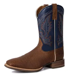 【Genuine Leather】Palitutu Men’s Western Cowboy Boots, Fashionable Embroidered Full Grain Leather, Square Toe Pull-On Cowboy boots PLT103616