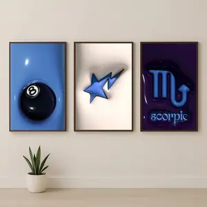 Set of 3 HypeBeast Print, HypeBeast Room Decor, 8 Ball Print, Y2k Apartment Decor, College Apartment, Scorpio Wall Art #48