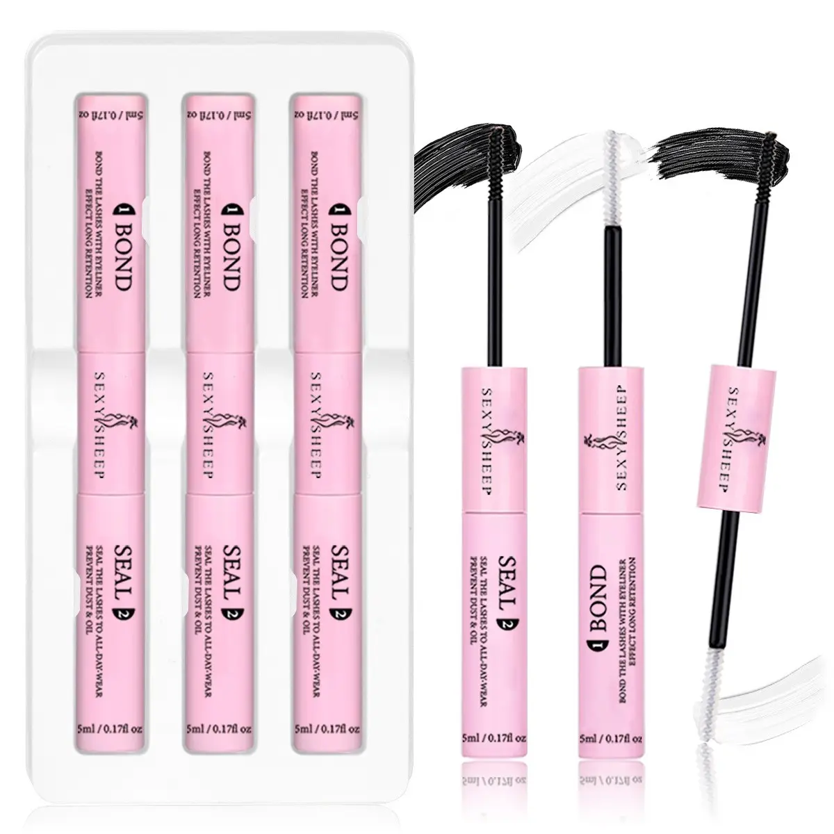 Eyelash Cluster Glue, Glue Lash Clusters, False Eyelash Adhesive, Eyelash Fixer, Eyelash Extension, Waterproof Lash Bond and Seal, Long-Lasting 72 Hours, Perfect for Dramatic Lashes&Natural Lashes（Black Bond）, Diy Lash Kit