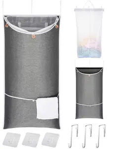 NiHome XL Hanging Laundry Hamper (39.4" x 22.4"), 2-in-1 Laundry System with Delicates Bag, Durable Water-Resistant Fabric, Includes 3 Door and 3 Wall Hooks