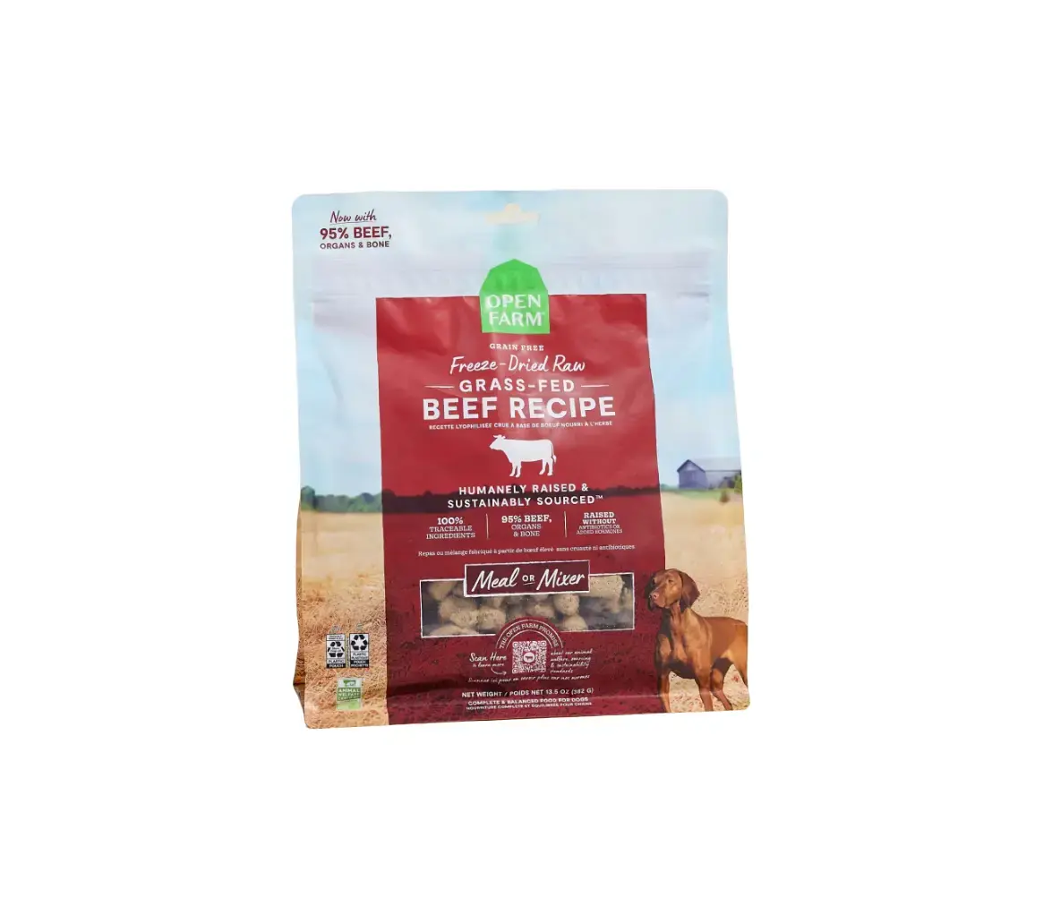 Open Farm FD Beef Recipe for Pets - Freeze-Dried Raw Beef with Organic Veggies - Humanely Raised - Complete Meal or Protein Topper - US Made