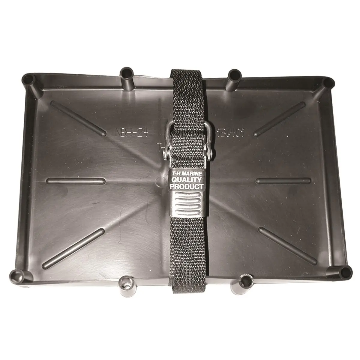 212 MAIN T-H Marine NBH-27-SSC-DP Series 27 Narrow Battery Holder Trays, Strap, Compact Polypropylene Space Saver, Acid Resistant for Kayaking Water Sports