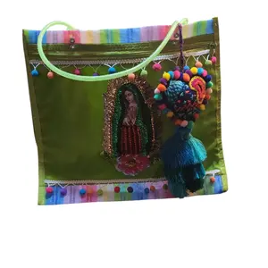 La Nuestra de Guadalupe Mexican Mesh Market Bag with Zipper - Sturdy Plastic Mesh, Classic Design, Adorned with La Virgin, Perfect for Mercados