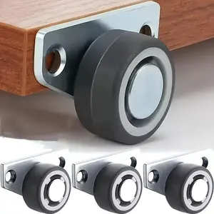 4 Piece Set (includes 4 Silent Swivel Wheels + 8 Screws) Furniture Hardware Drawer Casters, Durable Smooth Quiet 1.25 Inch Side Mount Casters