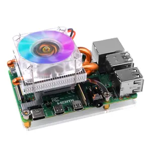 52Pi Raspberry Pi 4 Fan, Raspberry Pi Low-Profile CPU Cooler with RGB Cooling Fan and Raspberry Pi Heatsink for Raspberry Pi 4 Model B & Raspberry Pi 3B+ & Raspberry Pi 3 Model