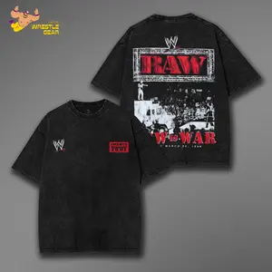 WWE RAW Legends Wash Shirt | Vintage Wrestling Graphic | Washed Fight Night Look | Heavyweight Streetwear Vibe Cotton Fabric