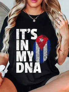 100% Cotton Unisex IT'S IN MY DNA Cuba Flag Cuban Pride Mens Womens Gift Retro T-Shirt