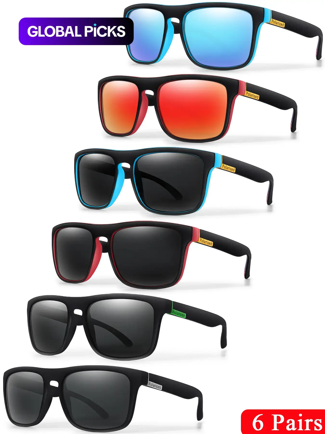 Unisex Simple-Style Solid Color Polarized Sunglasses Set, Polarised Sunglasses, Trendy Casual Square-Frame Sunglasses for Everyday Use, Fashion Accessories for Outdoor Activities, Fashion Sunnies, Fashionable Frames Sunglasses
