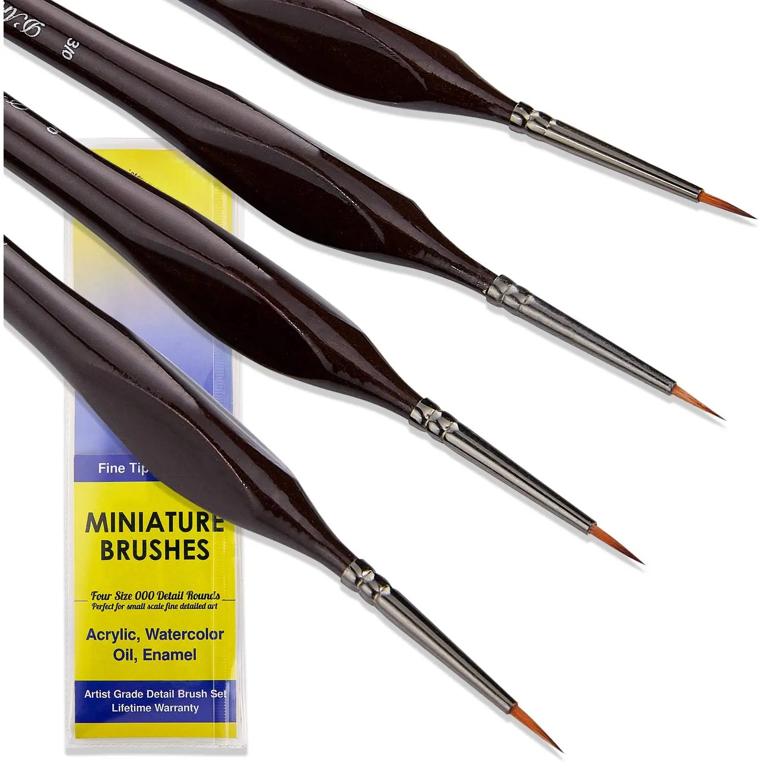 Small  Brush Miniature Brushes. Fine Tip Series 4 count 000 Paintbrushes Set for Art Watercolor Acrylics Oil - Model Craft Airplane Kits   by Numbers  Detail Hobby Painting