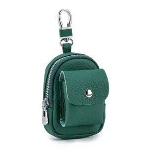 Genuine Leather Mini Key & Headphone Organizer Portable Hook Storage Pouch for Small Items
