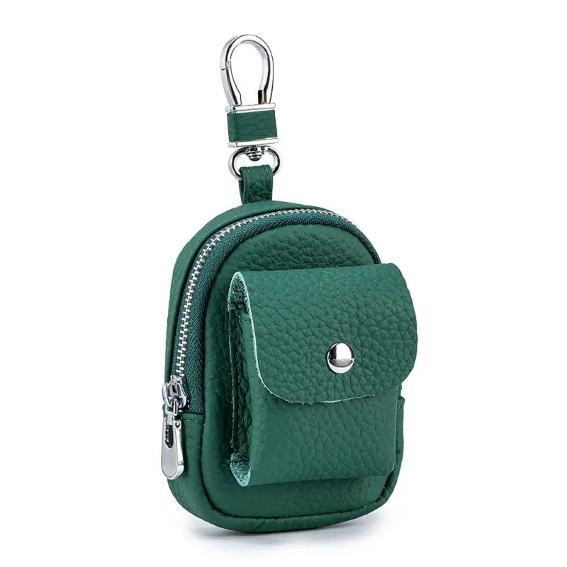 Genuine Leather Mini Key & Headphones Storage Bag, Portable Hook Organizer Pouch for Mini Useful Items
