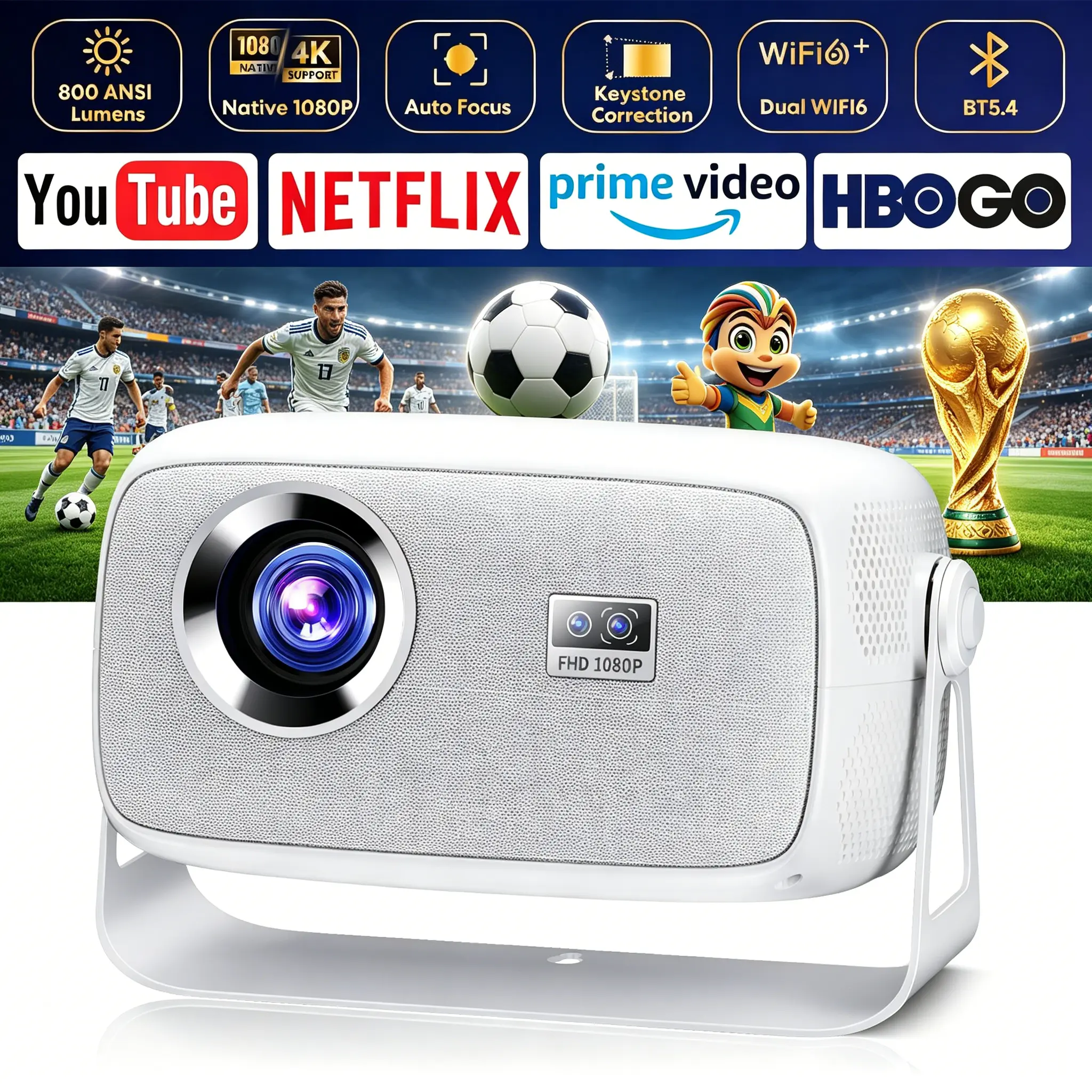 【Mother's Day Gifts】2026 X4 Portable LCD Projector,  Android 11.0, Dual Wi-Fi 2.4+5G, 4K Decoding, Autofocus, Built-in Speaker, Free Screen Mirroring, 2000:1 Ratio, HD, HDMI Input, Smart Home Theater Gadget, TikTok Shop Creator Picks tiktokshop