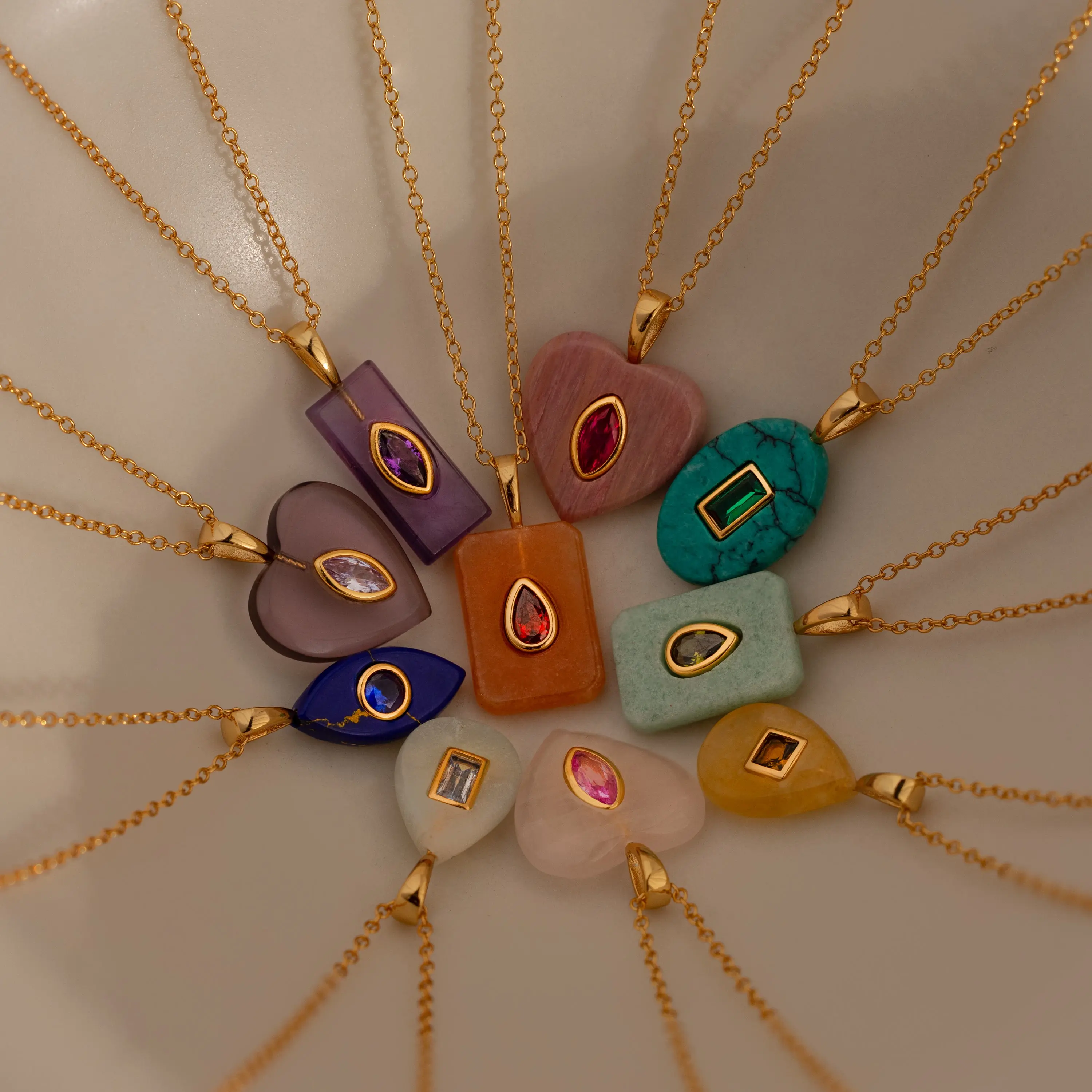 Birthstone Crystal Necklace by Caitlyn Minimalist - 18K Gold Plated Gemstone Pendant Necklace - Personalized Jewelry - Birthday Gift for Her