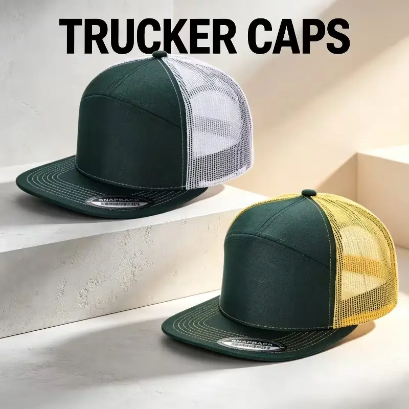 2pcs multi-color contrasting seven-section mesh flat brim cap, breathable and perforated mesh back, adjustable rear buckle, unisex workwear style sun hat