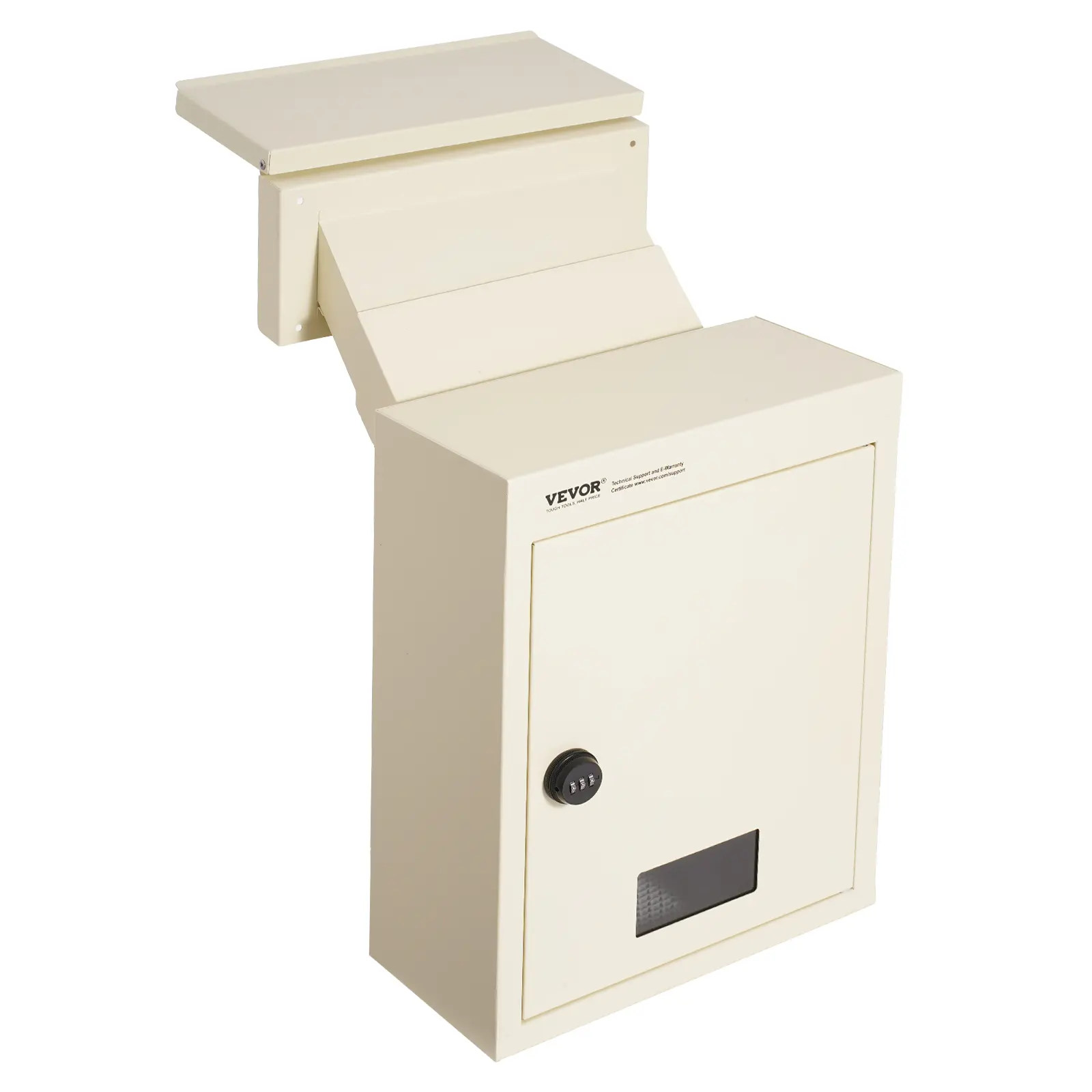 【Summerfinds】VEVOR Heavy-Duty Metal Through-The-Wall Drop Box, Waterproof Adjustable Mailbox with 2.8-7.9" & 13" Key Lock, 12.5x6.3x16.9" Beige Unit, Wall Mount Easy Installation for Office, Schools Mail Storage