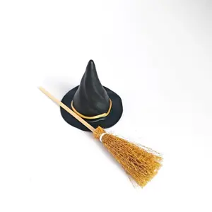 Halloween Witch Hat Broom Set, 4/8pcs Festival Party Decorations, Event Party Props, Holiday Small Gifts, Halloween Accessories, Party Supplies