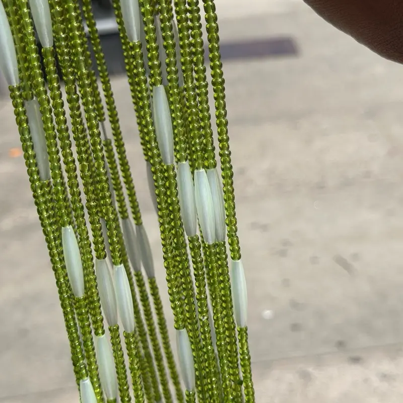 Handmade Waist Beads - Green and White