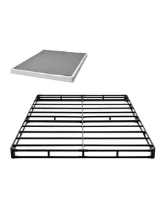Queen Size Box Spring Bed Frame With Washable Fabric Cover, Heavy Duty Metal Foundation For Queen Bed, 4-Inch Mattress Base, 3500 Lbs Max Weight Capacity, Easy Assembly, 79.1 L x 59.4 W x 4 H Inches, Sturdy Support