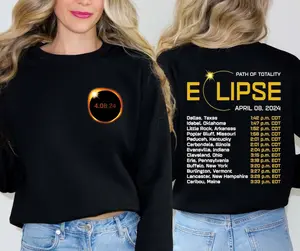 Total Solar Eclipse 2024 Sweatshirt, April 8th 2024 Sweatshirt, Eclipse Event 2024 Sweater, Gift for Eclipse Lover, America Eclipse Hoodie and Sweater; T-shirt