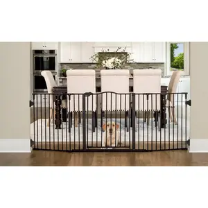 Safety Gate - Adjustable 56-74.5" Steel Barrier with Walk-Through Door for Pets-Ideal for large pets & open floor plans pet gate Gift