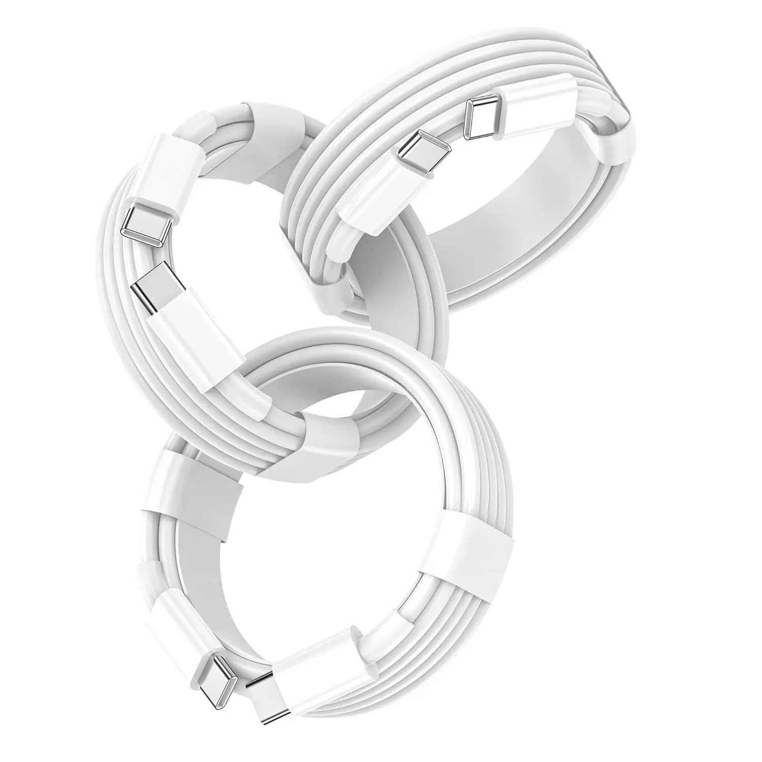 USB C to USB C Cable, USBC Cable for Iphone, Fast Charging, 3-Pack 6FT White(MFI certified)