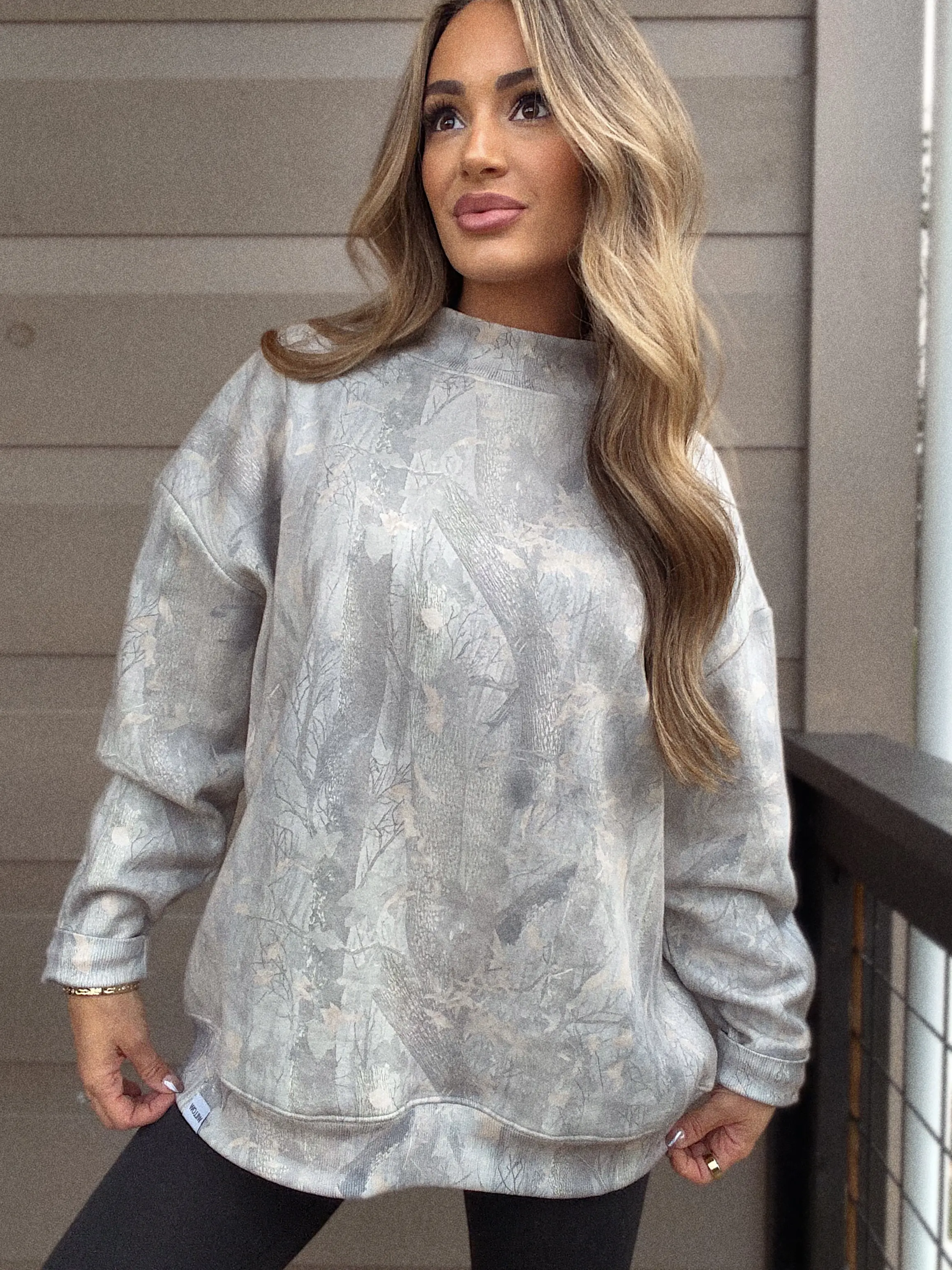 Tilly Oversized Light Camo Mockneck Crew