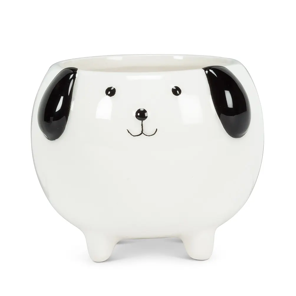 Abbott Collection AB-27-MINIKIN-355 3 in. Ceramic Dog Planter, White - Small