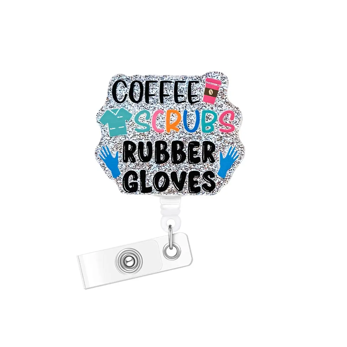 Cartoon Letter Pattern Badge Holder, 1/16pcs Funny Acrylic Retractable Badge Reel, Name Badge Holder Badge Buddy Nursing for Nurse Doctor Student Worker Volunteer Badge Reels Retractable