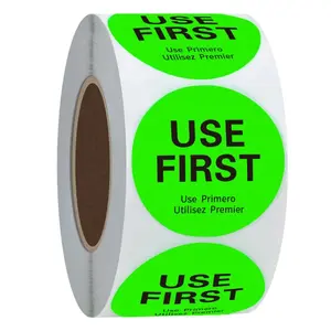 STARBOLING USE First Stickers Food Service FIFO Label for Restaurant Inventory Management- 1.5 Inch Food Labels Stickers, 500 Labels/Roll (Fluorescence Green)
