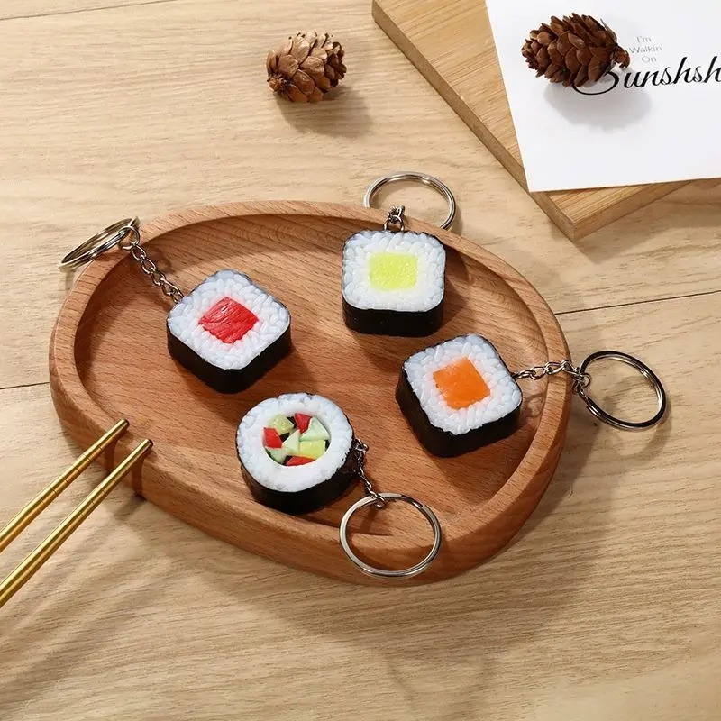 1Pc Creative Sushi and Rice Ball Food Model Keychain Pendant, Sushi Keyring Fashion Decoration, Keychain Jewelry, Keychain Surprise Collectibles, Keychains Cute