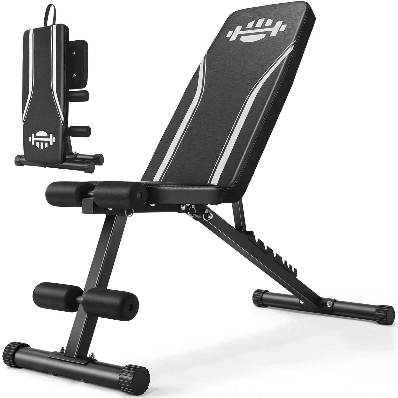 OPPSDECOR ASTM-Certified 660LBS Fast Foldable Workout Bench for Home Gym,8 Positions Adjustable Weight Bench Foldable Workout Bench Olympic Weight Bench for Home Gym