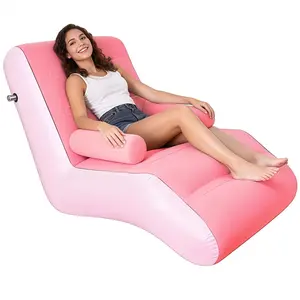 Inflatable Armchair with Handlebar, Indoor Living Room Lounger, Chaise Lounge Sofa, Outdoor Travel Camping Picnic Beach Chair, Foldable Inflatable Lounge Seat, Inflatable Couch