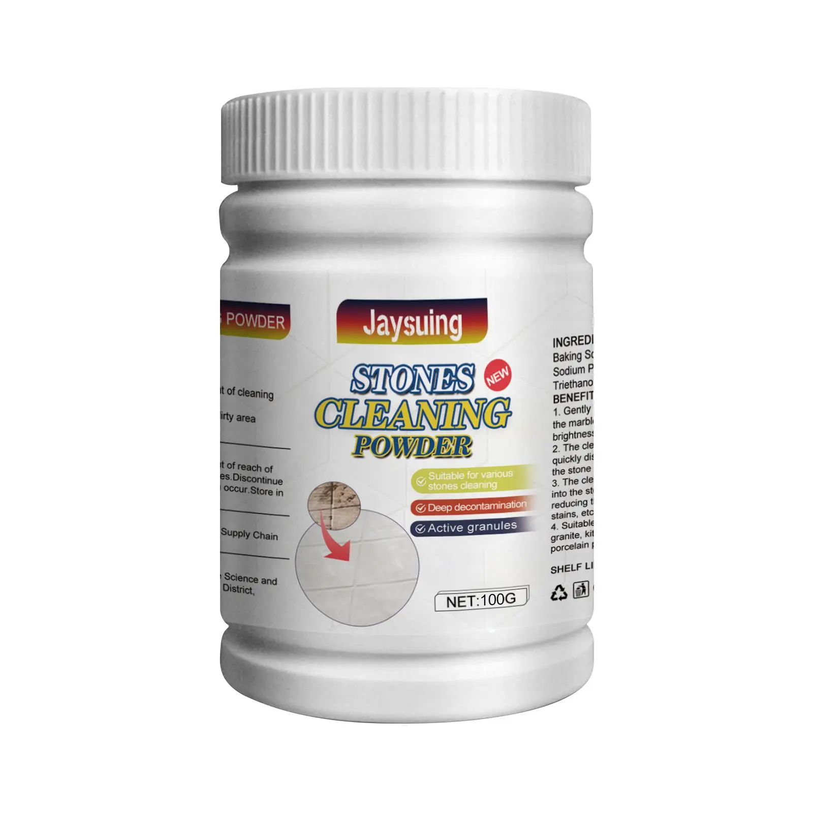 Jaysuing Stone Cleaning Powder, Household Kitchen Countertop Marble Tile Stain Cleaning Decontaminating Polishing Powder Baking