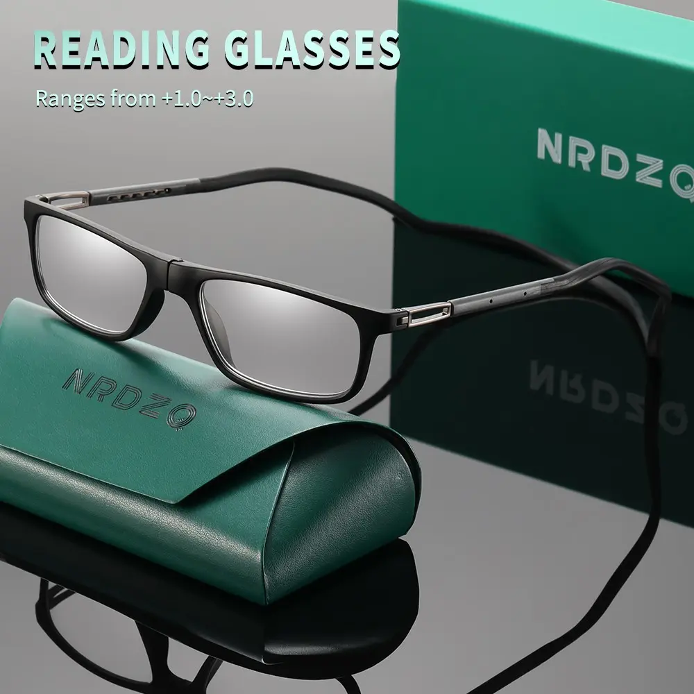 NRDZQ Magnetic Blue Light Blocking Reading Glasses (100-300 Degree), Unisex Design, Multiple Colors, Gift Box Included, Leather Case, Silicone, Reading Eyewear, Reading Eyeglasses