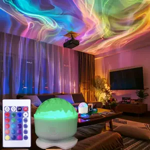 Aurora Projector Night Light, USB Rechargeable RGB Color Changing Projector Light with Remote Control, Decorative Ambient Light for Bedroom Living Room, Indoor Decorative Light