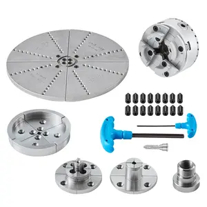 【fathersdaygift】VEVOR KP965 Lathe Chuck, 4-Jaw 3.75" Diameter, Metal Lathe Chuck Turning Machine Accessories with 5 Sets of Jaws, Self-centering Tool, for Precision Machining, Grinding Machines, Milling Machines