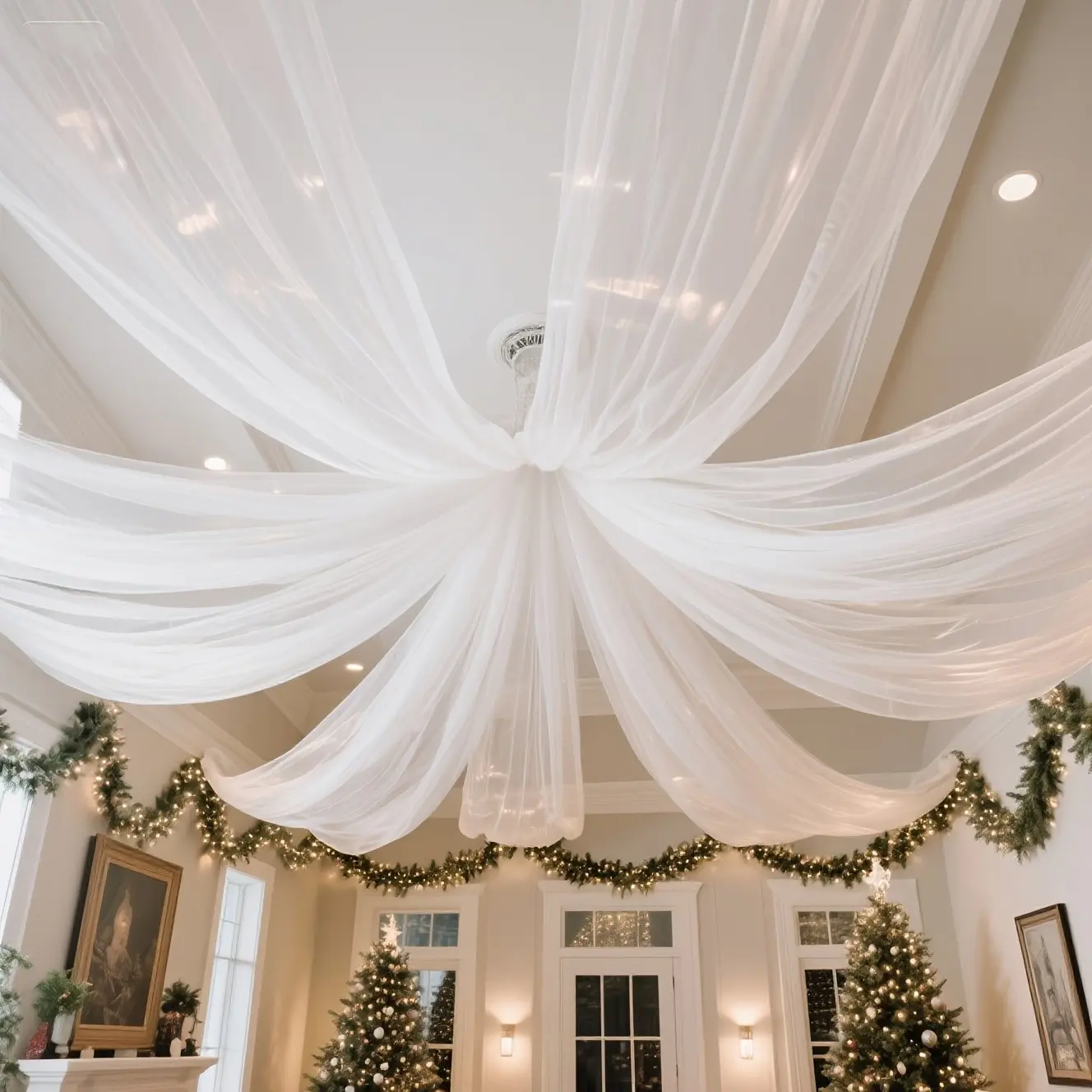 50 Yard Extra Long White Elegant Ethereal Tulle Roll, Sheer Fabric, Decorative Fabric for DIY Wedding Arch, Table Runner, Party Backdrop, Floral & Gift Wrapping Decor