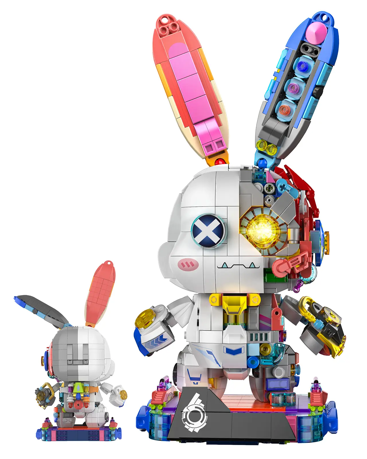1377pcs Cyber Mechanical Bunny Building Kit – DIY Glow-in-the-Dark Rabbit Model with Movable Joints, Cyberpunk Desk Decor & Unique Birthday Gift for Teens