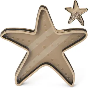 Starfish Shell Collection Box - Wooden Sea Handcrafted Solid Wood Display Case with Shatter Resistant Acrylic Panel for Seashells Sea Glass Beach Treasures Home Coastal Decor & Keepsake Gift
