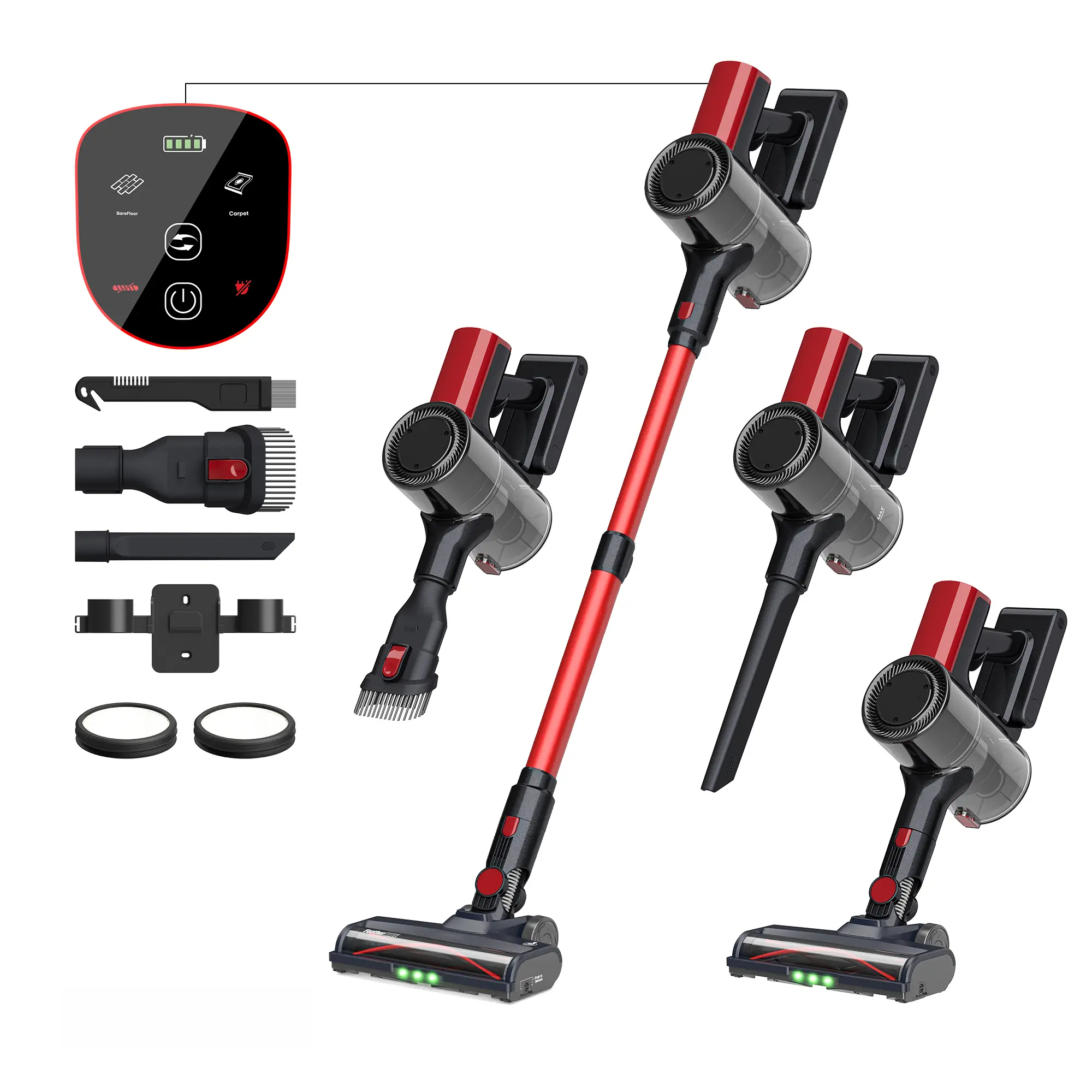 M100 Cordless Vacuum Cleaner, 1.5kg/50Min/6-Stage Filter (99.97%), Green Light, Anti-Tangle V-Roller, Self-Standing, 1.8L One-Click Emptying for Carpet/Hard Floor/Pet Hair/Car SummerVibes