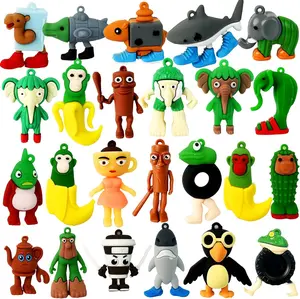 24pcs Italian Brainrot Toys Tralalero Tralala Action Figure 2.5in Funny Animals Unique Key Chain Decorations Gifts for Fans Office Room Figurine Decor High-grade Silicone Material