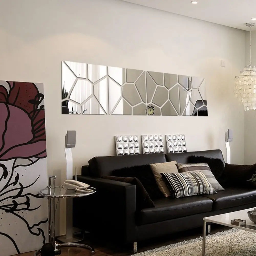 28 pieces/set of luxurious acrylic mirror stickers - stunning wall decoration mirror stickers with crystal accents, suitable for home decoration, DIY space themed backgrounds, easy to install and remove, reusable and durable, Decorative Wall Sticker