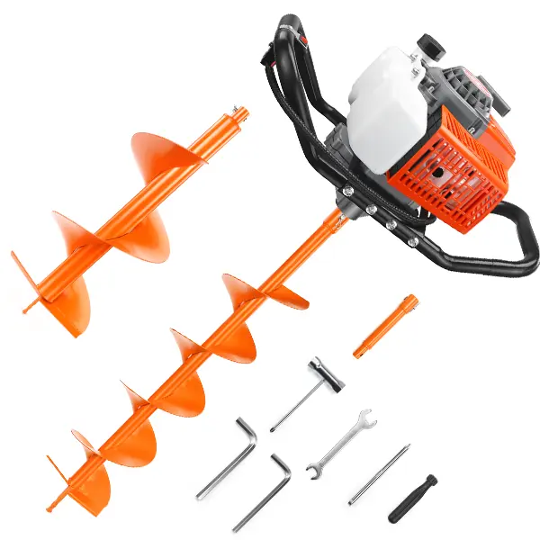 NEOTEC 72CC 52CC 2-Stroke Gas Powered Earth Auger Post Fence Hole Digger Equipped with multiple sizes of drill bit combinations, Petrol Drill Borer for Garden & Lawn, Digging