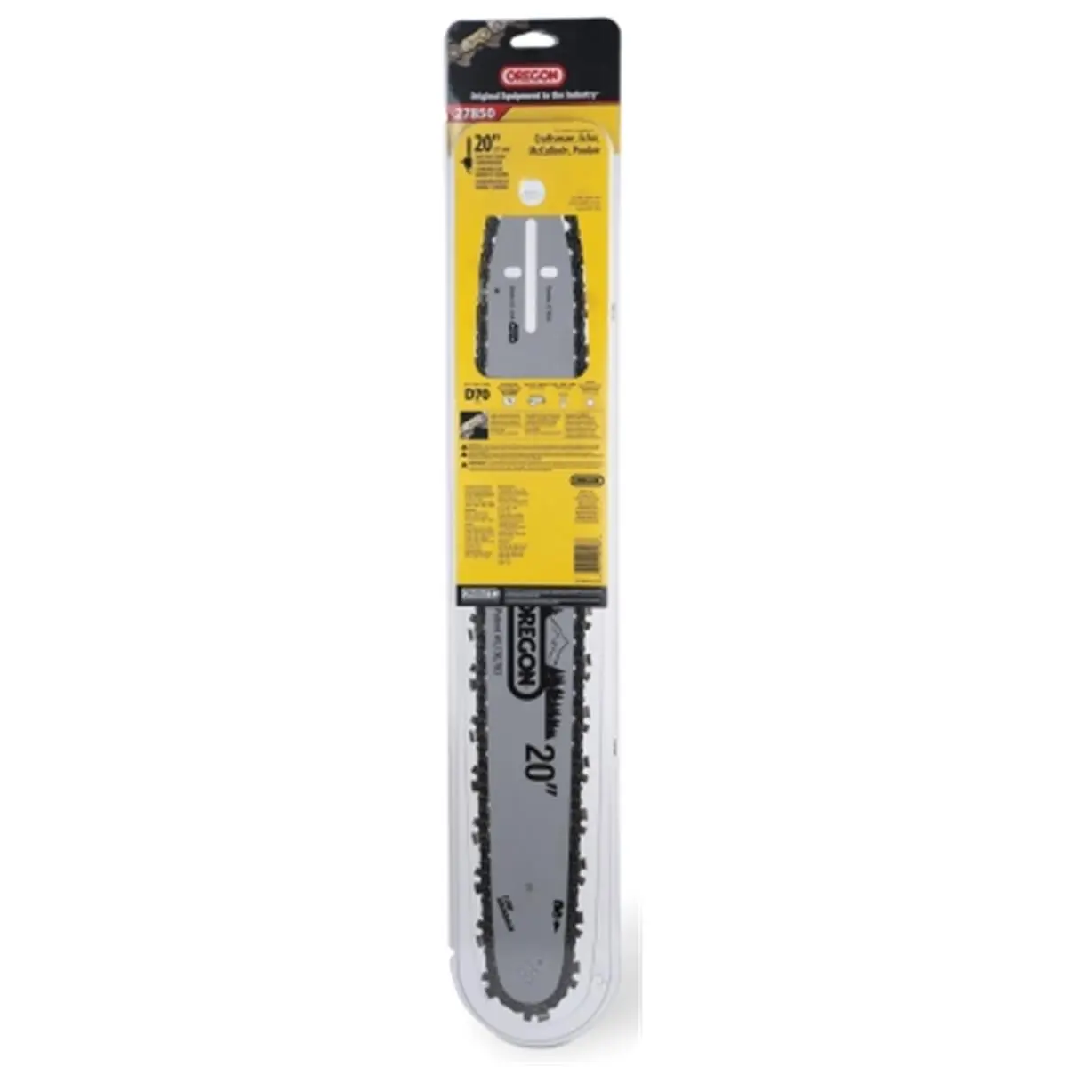 OREGON 20in Xtender Bar, Chainsaw Cutting Tool with 20" 70v Chain Type, D70T Low-Kick Chain (2 per Card) – Essential Chainsaw Accessory