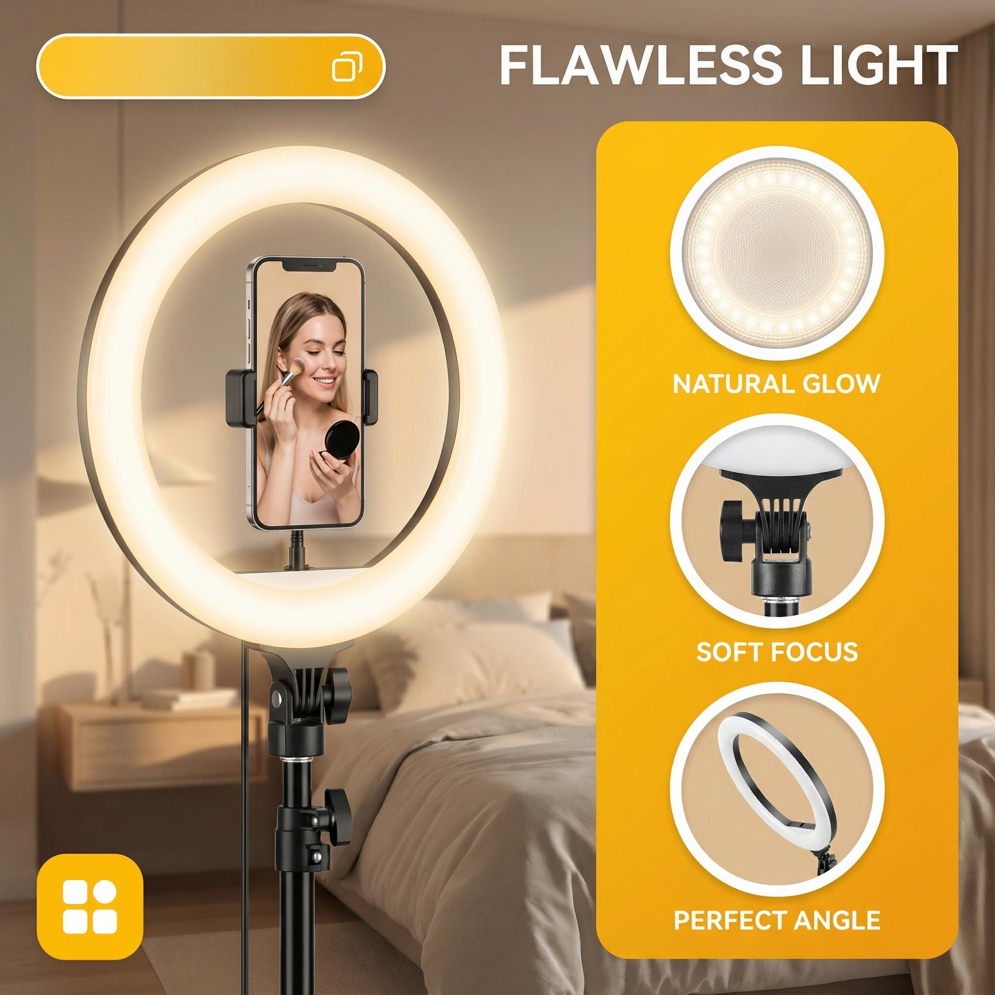 【Flash Sale】10" Adjustable Led Fill Light With Extendable Tripod Stand, Ring Light For 3 Color Mode, Dimmable Selfie Light For Video Recording, Makeup, Photography, Live Stream, TikTok, Youtubers, Content Creator, Cellphone Mount#SummerVibes