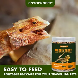 Entopropet's Bearded Dragon Medley Treat Food, 3oz Dried Mealworms and Dried Crickets - Higher in Calcium and Richer in Protein-A Premium Medley Treat Food for Bearded Dragons,Turtle, Birds & Tropical Fish