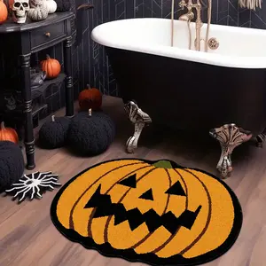 Halloween Pumpkin Carpet, Soft Non-Slip Washable Bath Mat, Home Decor Rugs, Creative Halloween Decoration Rug, Two Sizes Available, Home Decor